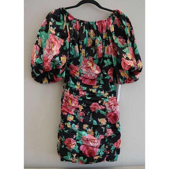 For Love & Lemons Women's Sz XS Black Floral Jolie Backless Mini Dress - Picture 2 of 7